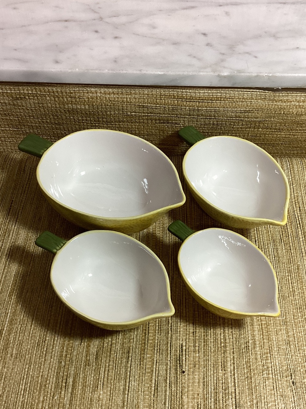 Ceramic Lemon Shaped Measuring Bowls - Yellow & White (Set of 4)